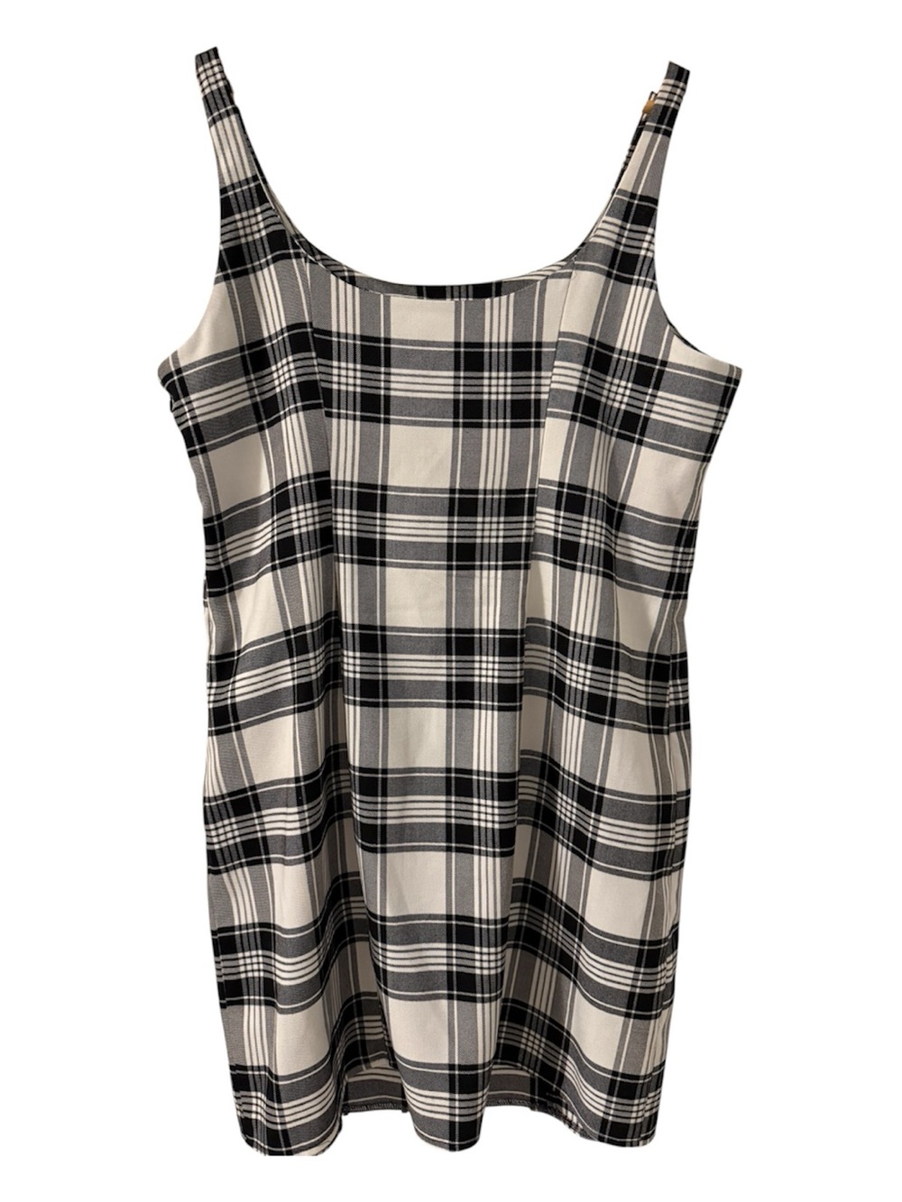 NOBO XXL Black White Plaid Sleeveless Shift Dress | Classic Check Print Tunic